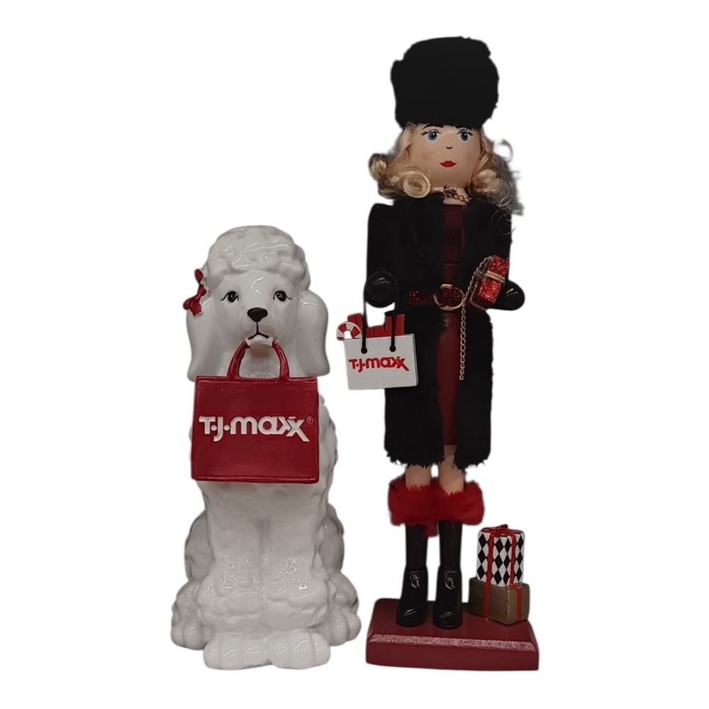 TJ Maxx Christmas Nutcracker Shopper with Poodle Decor